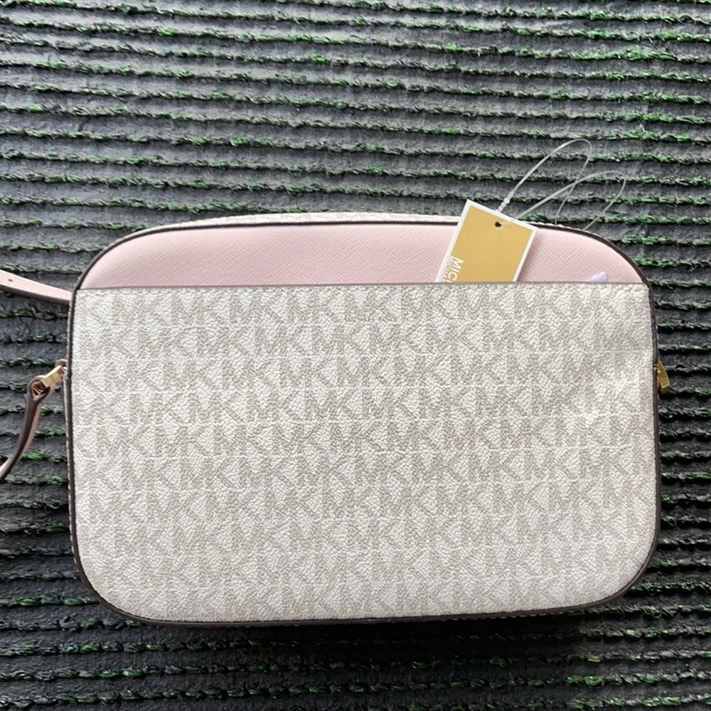 MICHAEL KORS LARGE EAST WEST ZIP CHAIN XBODY POWDER BLUSH MULTI